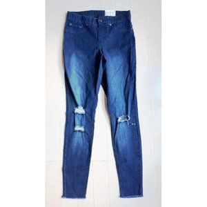 HUE Leggings U17590 Denim Blue Ripped Torn Distress Slim INK WASH Blue ( S )